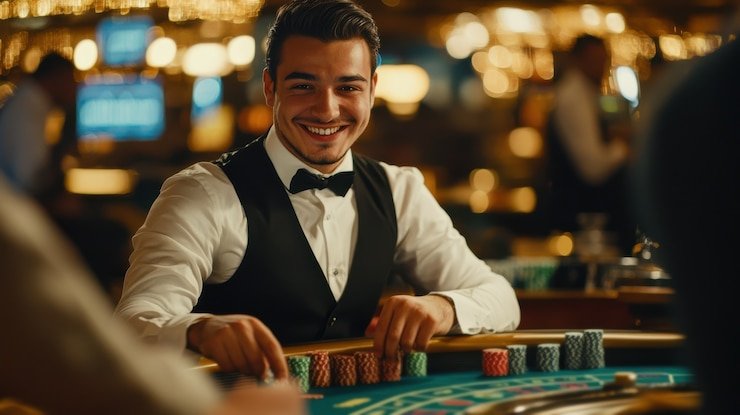 Antarmuka penempatan taruhan di Live Blackjack togeljackpot dengan chip virtual
